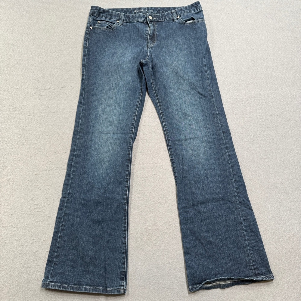 Michael Kors Jeans Women's 12 Blue Dark Wash Denim Bootcut Relaxed Fit Cowboy